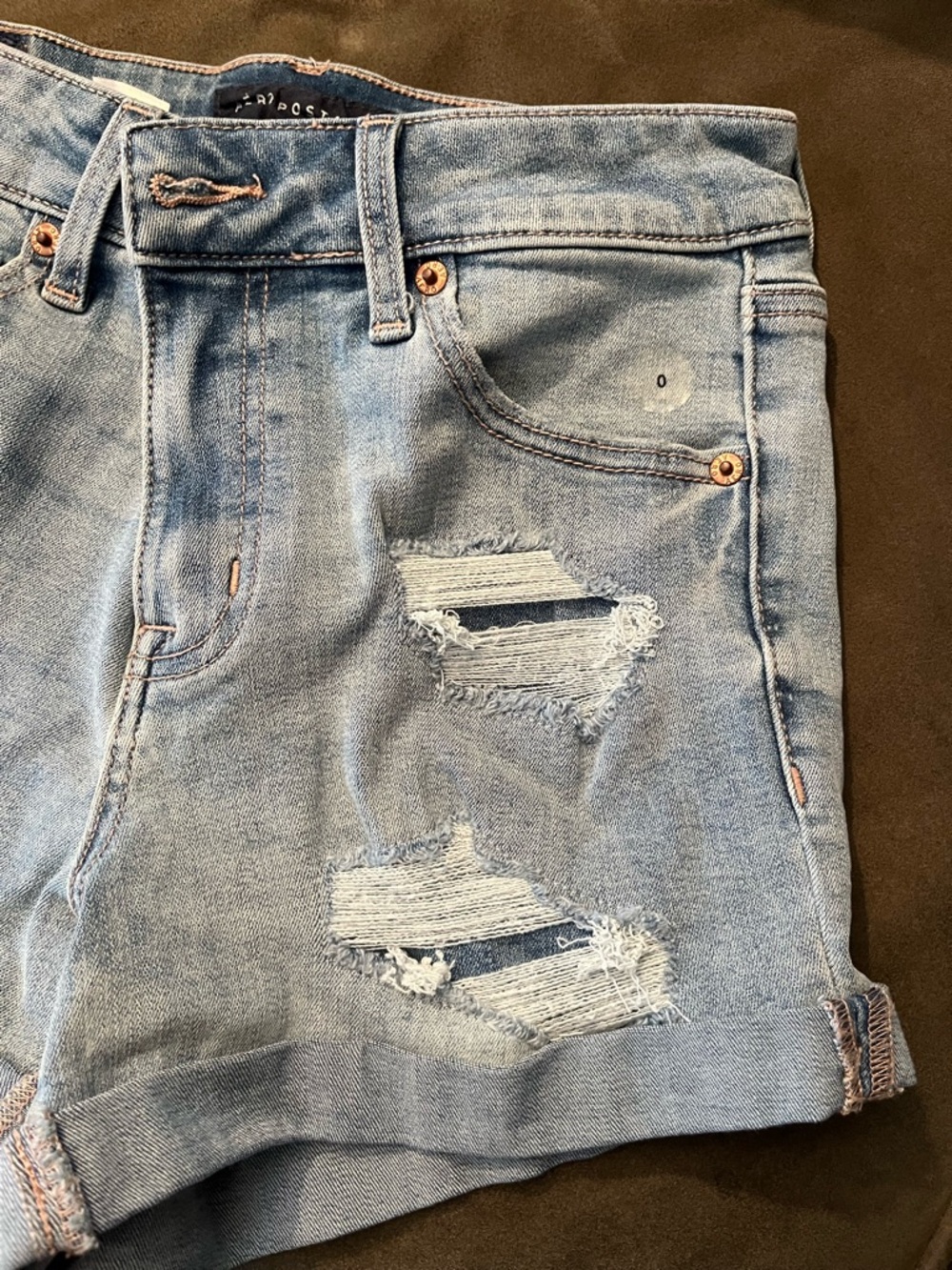 Aeropostale Light Blue Distressed Jean Shorts - Picture 5 of 5